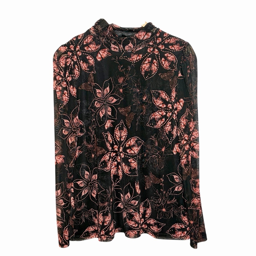 Sheer Mesh Butterfly Top Womens Size L Whimsigoth Y2K Dark Romantic Fairy Indie